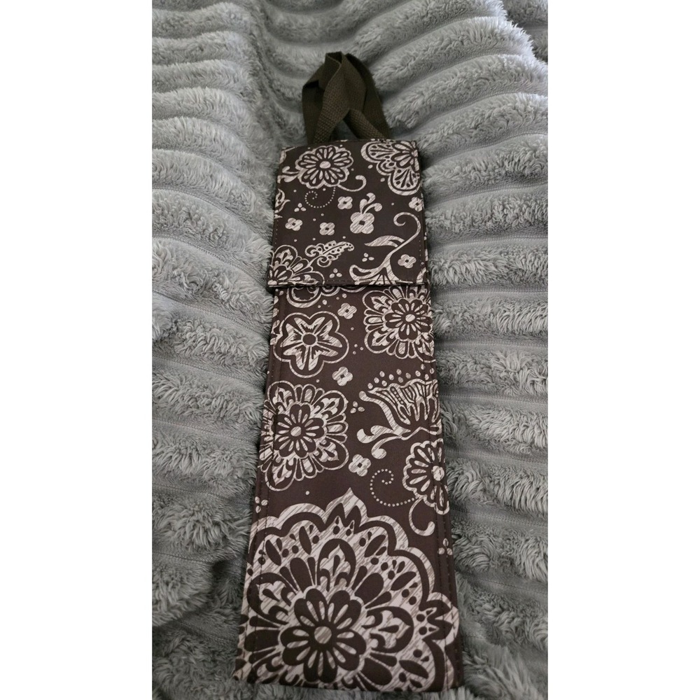 Thirty-One Thermal Bottle Tote Brown Floral Insulated Wine Bag Carry All